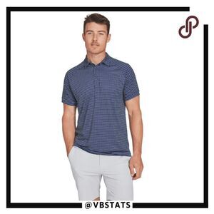 Mizzen + Main Men's Geometric Trim Fit Short‎ Sleeve Polo Shirt Blue Small NWOT